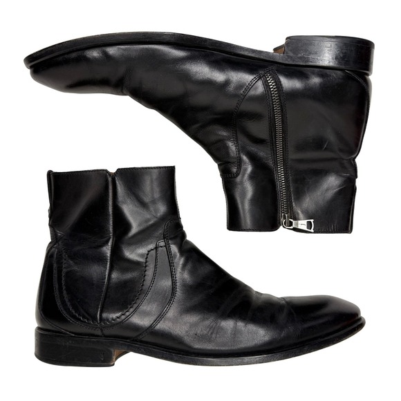 John Varvatos Mens Black Leather‎ Side Zip Ankle Boots 1438 Made in Italy 10.5 main image 5